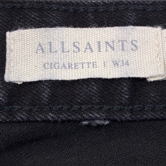 AllSaints Cigarette Skinny Black Jeans Button Fly Stretch Men’s 34x31 EUC - Picture 6 of 11